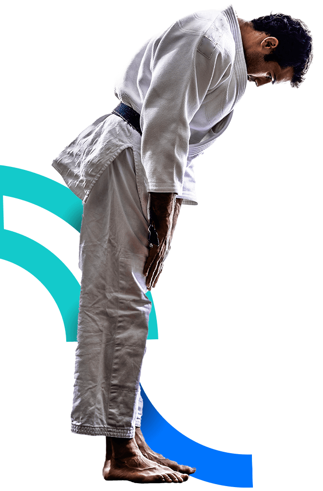 En la foto, un judoka haciendo una reverencia.